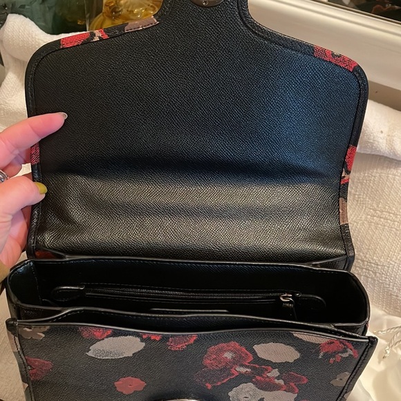 COACH -Page leather saddle bag in black floral - 33615 - NWT❤️ - Picture 7 of 12